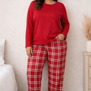 Marks & Spencer Red Plaid Sleepwear Set Size M Cozy Loungewear Set